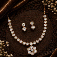 Gold Rodium Polish Silver, White and Off White color Necklace in Metal Alloy studded with CZ Diamond