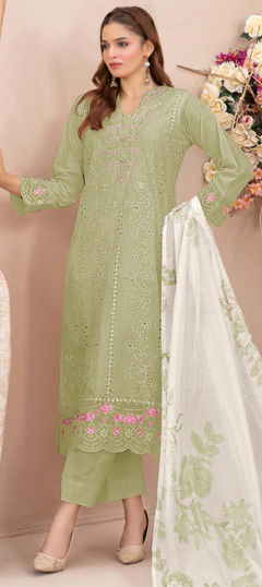 Green color Salwar Kameez in Georgette fabric with Embroidered work