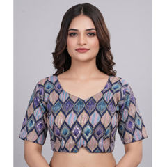 Blue color Blouse in Viscose fabric with Printed, Sequence work
