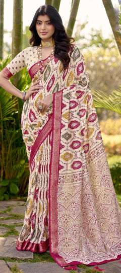 Multicolor color Saree in Silk fabric with Printed work