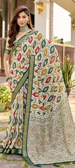 Multicolor color Saree in Silk fabric with Printed work