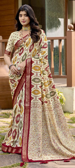 Multicolor color Saree in Silk fabric with Printed work