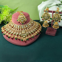 Gold Rodium Polish Multicolor color Necklace in Metal Alloy studded with CZ Diamond