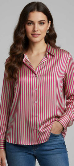 Pink and Majenta color Tops and Shirts in Crepe Silk fabric with Digital Print work