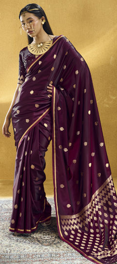 Purple and Violet color Saree in Satin Silk fabric with Weaving work