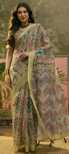 Multicolor color Saree in Cotton fabric with Digital Print work