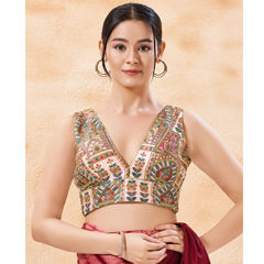 Multicolor color Blouse in Georgette fabric with Printed, Thread work