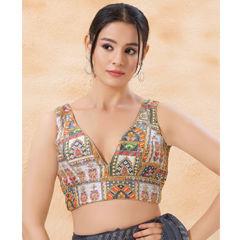 Multicolor color Blouse in Georgette fabric with Printed, Thread work