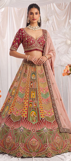 Multicolor color Ready to Wear Lehenga in Silk fabric with Embroidered, Sequence, Stone work
