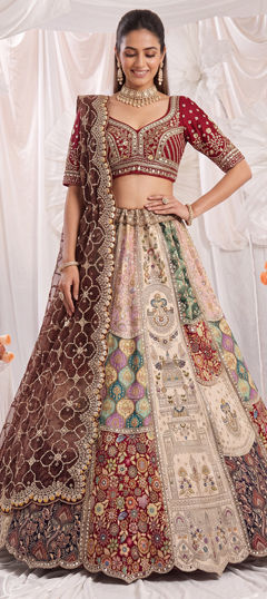Multicolor color Ready to Wear Lehenga in Silk fabric with Embroidered, Sequence work