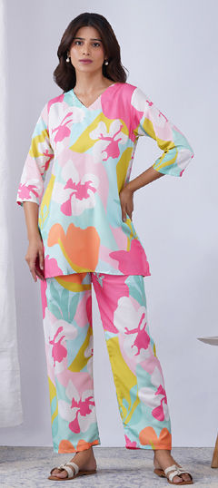Multicolor color Co-ords Set in Rayon fabric with Printed work