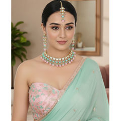 Gold Rodium Polish Multicolor color Necklace in Metal Alloy studded with CZ Diamond
