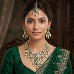 Silver Rodium Polish Beige and Brown color Necklace in Metal Alloy studded with CZ Diamond, Pearl
