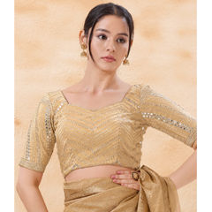 Gold color Blouse in Silk fabric with Embroidered work