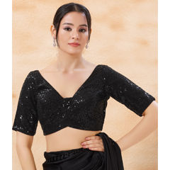 Black and Grey color Blouse in Viscose fabric with Sequence work