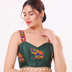 Green color Blouse in Cotton fabric with Embroidered work