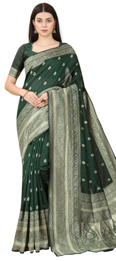 Green color Saree in Art Silk fabric with Weaving work