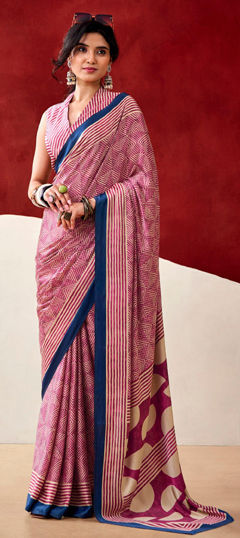 Pink and Majenta color Saree in Art Silk fabric with Digital Print work