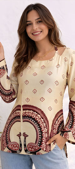 White and Off White color Kurti in Cotton fabric with Printed work