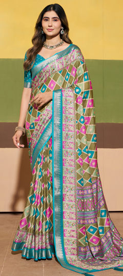 Multicolor color Saree in Silk fabric with Printed work