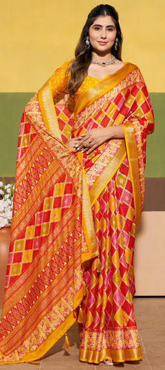 Multicolor color Saree in Silk fabric with Printed work