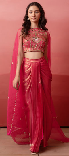 Pink and Majenta color Ready to Wear Lehenga in Crepe Silk fabric with Embroidered work