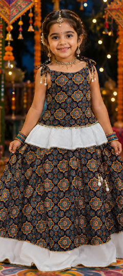 Multicolor color Kids Lehenga in Cotton fabric with Printed work
