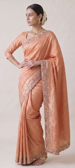 Pink and Majenta color Saree in Banarasi Silk fabric with Cut Dana, Sequence, Weaving work