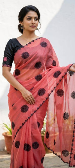 Pink and Majenta color Saree in Georgette fabric with Printed work
