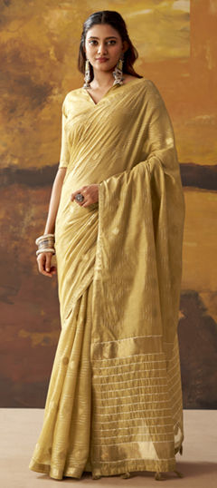 White and Off White color Saree in Cotton fabric with Weaving work