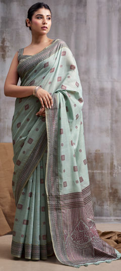 Blue color Saree in Cotton fabric with Weaving work