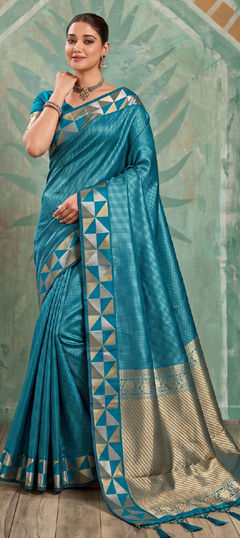 Blue color Saree in Art Silk fabric with Weaving, Zari work
