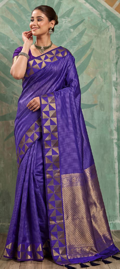 Purple and Violet color Saree in Art Silk fabric with Weaving, Zari work