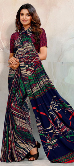 Multicolor color Saree in Crepe Silk fabric with Printed work