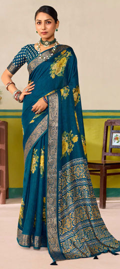 Blue color Saree in Silk fabric with Weaving work