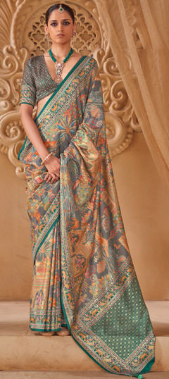 Multicolor color Saree in Silk fabric with Printed work