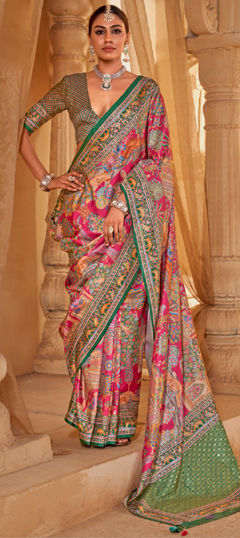 Multicolor color Saree in Silk fabric with Printed work