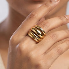 Gold Rodium Polish Gold color Ring in Brass studded with CZ Diamond
