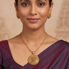 Gold Rodium Polish Gold color Pendant in Brass studded with CZ Diamond
