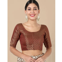 Red and Maroon color Blouse in Banarasi Silk fabric with Weaving work