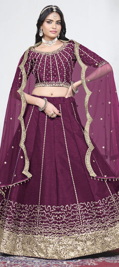 Purple and Violet color Lehenga in Art Silk fabric with Sequence work