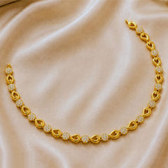 Gold Rodium Polish White and Off White color Necklace in Copper studded with CZ Diamond