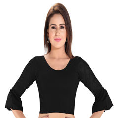 Black and Grey color Blouse in Cotton fabric with Thread work
