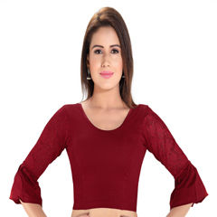 Red and Maroon color Blouse in Cotton fabric with Thread work