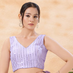 Purple and Violet color Blouse in Cotton fabric with Embroidered, Sequence work