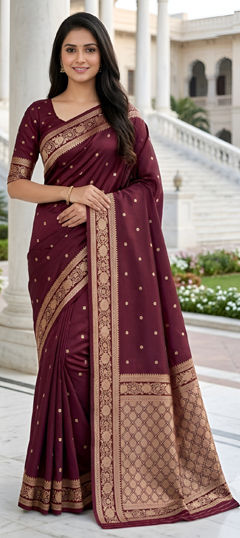 Purple and Violet color Saree in Banarasi Silk fabric with Weaving, Zari work