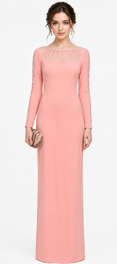 Pink and Majenta color Gown in Georgette fabric with Embroidered work