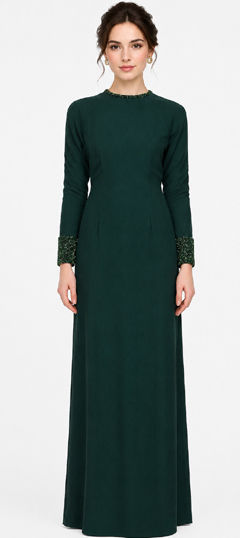 Green color Gown in Georgette fabric with Embroidered work