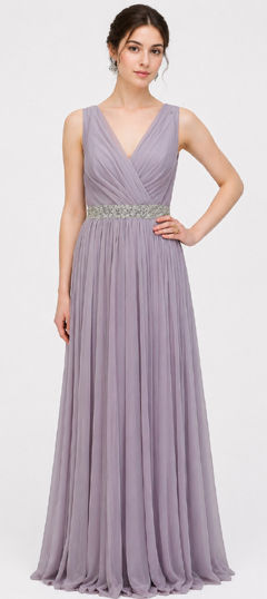 Purple and Violet color Gown in Georgette fabric with Embroidered work