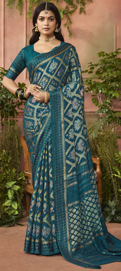 Blue color Saree in Silk fabric with Weaving work